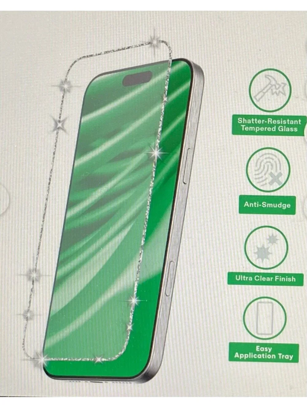 Onn Glitter Frame Glass Screen Protector for 17 Pro